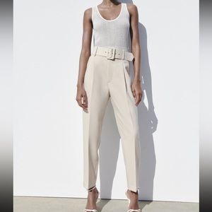 NWOT Zara Pants with Fabric Covered Belt